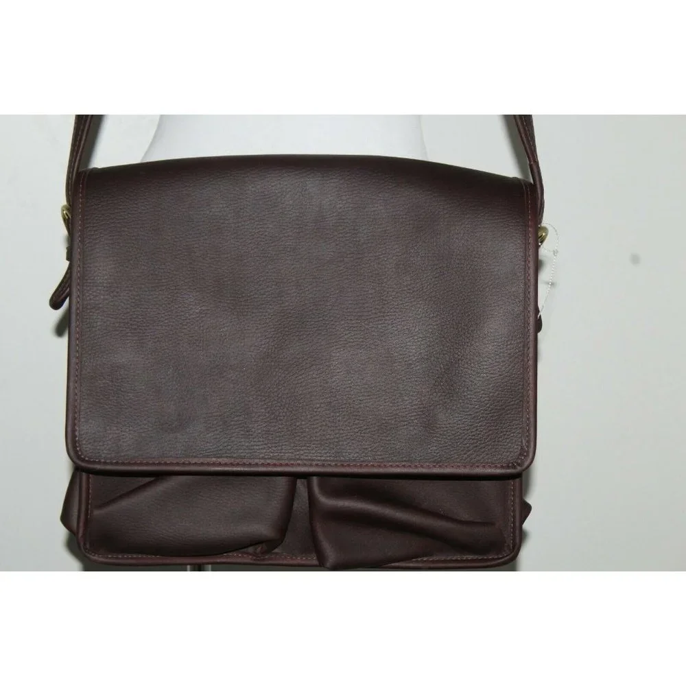 ASTON Orwell‎ Mailman Leather Espresso Brown Messenger Laptop Bag MSRP $385